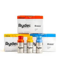 Ryde: Discovery Pack | Energize, Focus & Relax Shots | Green Tee Kofeiin, tauriin, ženšenn, B-vitamiinid, L-Theanine, Sidrun Balm, Kummel | 0 Kalorid, 0 Suhkur | Variety Pack – Proovi neid kõiki (24 Pack)