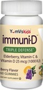 ImmuniD Elderberry Gummies for Kids by YumVs | Immune Support, Vitamin C & Vitamin D | Complete Immune System Support | Natural Berry Flavor Chewables-60 Count | Vitamin C and D for Kids