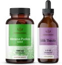 HERBAMAMA Mimosa Pudica ja Piimaohakakomplekt - 1000 mg Mimosa Pudica kapslite ja piimaohaka tinktuur 4 fl oz - Vegan, GMO-vaba, suhkur ja alkoholivaba - 2 pakendit