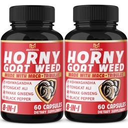 BMVINVOL (2 pakendit) Horny Kitse umbrohu kapslid Maca, Tribulus, ženšenn. Ashwagandha,Tongkat Ali - 8-in-1 energiataseme toetamiseks