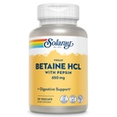 SOLARAY Vegan Betaine HCL koos pepsiiniga - soolhappe lisand seedetrakti tervisele - betaiinvesinikkloriidi ja seedeensüümidega - soolestiku tervise toetamine - 60-päevane garantii, 90 VegCaps