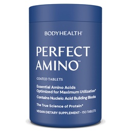 BodyHealth PerfectAmino (150 ct) Kergesti neelatavad tabletid, olulised aminohapete lisand BCAA-dega, Veganproteiin enne / pärast treeningut ja lihaste taastumine lüsiini, trüptofaani, leutsiini, metioniiniga