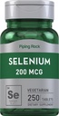 Piping Rock Selenium 200mcg | 250 tabletti | Taimetoitlane, mitte- GMO & Gluteenivaba Suppleemnt