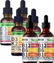 NUSAVA Vitamiin B12 Vedel tilgad Bundle, Maasikas Maitsestatud D3 K2 & Vanilla Maitsestatud D3 K2 - Tugevad Vedelad Vitamiinid Südame, Energia, Aju Ja Immuunsüsteemi Toeks - Mitte-GMO, Gluteenivaba, 2pk Iga