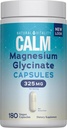 Natural Vitality Calm, Magnesium Glycinate Supports Bone, Muscle, Heart, & Nerve Health, Non-GMO, Vegan, Gluten Free 180ct
