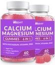 Suhkruvabad kaltsiumkummid w/vitamiin D3 K2, kaltsiummagneesiumtsinkkummid luudele, lihastele ja immuunsüsteemile, vetikad CA Magneesium 2: 1 Kaltsiumilisand naistele ja meestele - vegan