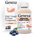 Genexa Kids’ Clean Cough & Chest Congestion Medicine, Dye Free, 0% Artificial Additives, Multi-Symptom Cough Syrup for Kids 4-11, Cough Suppressant & Expectorant, Organic Blueberry Flavor, 4 fl oz