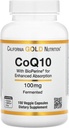 CoQ10 by California Gold Nutrition - USP-Verified, Fermented Coenzyme Q10 with BioPerine - Mitokondriaalne tugi - Vegan Friendly - Gluteenivaba, mitte-GMO - 100 mg - 150 Veggie kapslit