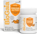 BioGaia Immune Active Kids | Probiootikum + D-vitamiin | seedetrakti ja immuunsüsteemi tervise jaoks | vanuses 3+ | Allergen, Dairy, Soy & Gluten Free | Usaldusväärne lastearstide poolt | 60-päevane pakkumine | Oranž maitsestatud närimiskõlblik