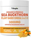 Orgaaniline meri Buckthorn ekstrakti pulber Natural Omega 7 & Omega 3 6 9 südame tervisele, nahale, immuunsüsteemile - 100 g pulbri täiendus ja 33 päeva pakkumine - mitte-GMO, gluteenivaba, vegan-sõbralik