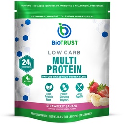 BioTrust Low Carb Protein Powder – Maitsev vadak & Kaseiin Blend alates rohusöödetud hormooni vabad lehmad – Non GMO, Gluteenivaba (Maasikas Banana)