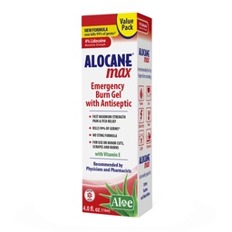 Alocane Max Emergency Burn Gel, 4% Lidocaine Hydrochloride, .13% Bensalkoonium Chloride, Maksimaalne tugevus Relief, Itch Relief, Sunburns, Köök, Kiirgus, Kemikaal, Esimese astme põletused, 4 Fl Oz