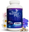 True Moringa Plus + Sleep Support Supplement 10: 1 Väljavõte | 20 000 mg orgaanilist moringat, kummelit, Passion Flower, Valerian Juur, Hibiscus lõõgastumiseks | Natural Sleep Aid täiskasvanutele (150 kapslit)