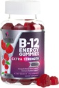 B-12 Vitamiinenergia kummid 4500mcg - ekstra tugevus B12 Kummi närimistabletid energia metabolismi ja immuunsüsteemi tugi - toidulisand naistele, meestele ja lastele - Non-GMO, Vegan, Berry maitse - 60 Count