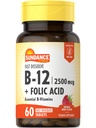 Sundance Kiire lahustada vitamiin B-12 | foolhappega | 2500mcg | 60 Count | looduslik marjamaitse | Taimetoitlane, mitte-GMO ja gluteenivaba toidulisand