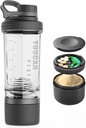 21oz Protein Shaker Bottle Pulber Ladustamine Konteiner-Shaker Cups Protein Shakes-pre treening pudel-Mixer Cup-Gym Sport Water Bottle - Valmistatud Tritan BPA Free, koos Wire Whisk pallid (must)