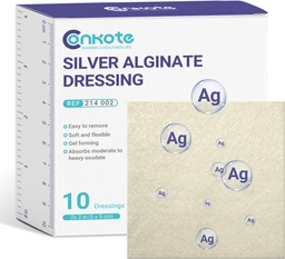 Conkote Silver Alginate Wound Dressing Pads 2 x 2, 10 Pack, Mitte-Stick Padding Ag Patches, Väga Absorbent Rõhutõrjuja, Voodihabe ja Diabeetilise Jala Ulcer