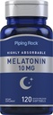 Piping Rock Melatoniin 10mg | 120 Softgel Kapslid | Kiire vabastamise täiendus | Väga imenduv | Mitte-GMO, Gluteenivaba