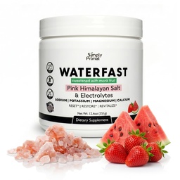 WATERFAST Monk Fruit Keto elektrolüütpulber paastumiseks ja hüdreerimiseks- Maasikas Arbuusimaitse | Roosa Himaalaja sool (naatrium), kaalium, magneesium, kaltsium | Suhkruvaba
