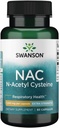 Swanson NAC N- atsetüültsüsteiin - Antioksüdant Respiratoorne vananemisvastane maksatoetus - Aminohappe lisa 1000 mg 60 kapslit