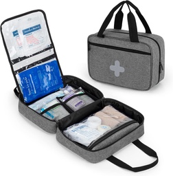 CURMIO väike esmaabikott, tühi hädaabi traumakomplekti korraldaja kott matkamiseks, telkimiseks, autoks, reisimiseks, koduks ja väljas, hall, BAG AINULT, patendi ootel