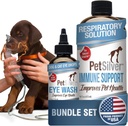 PetSilver - immuunsuse tugi (16 fl oz) ja silmapesu (4 fl oz) patenteeritud kelaaditud hõbedaga - allergiad, sinus ja köha ravi - silmade puhastaja ja pisara pleki eemaldaja kassidele ja koertele - valmistatud USA-s