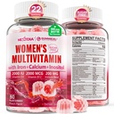 Metüülitud multivitamiin naistele Kummid, kaltsium, D3 K2, Metüülfolaat & B12, inositool, igapäevane vitamiin A, C, E, B kompleks, biotiin, raud - energia, immuunsus, luu, nahk, juuksed - vegan, suhkruvaba, 60 loend