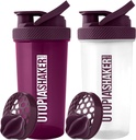 Utopia Home Protein Shaker Pudel - (Pakk 2) 28-Ounce Shaker pudelid Valgusegud - Fitness Sport Klassikaline Valgu Segaja Pudel (Plum & Clear/Plum)