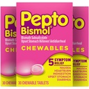 Pepto Bismol närimistabletid iivelduse, kõrvetiste, seedehäirete, kõhukinnisuse ja kõhulahtisuse leevendamiseks, esialgne maitse, 90 kokku (3 pakendit 30)
