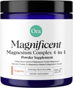 Ora Organic Magnesium Complex Powder Supplement - 4-in-1 Magnesium: Glycinate, Taurate, Malate & Citrate | Vegan, Gluten-Free | Tangerine Flavor | Calm Support for Sleep, Stress & Muscles | 30 Serving
