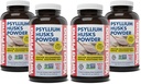 Yerba Prima Psyllium Husks Powder - 12 oz (pakk 4) - looduslik kiudainelisa - Colon Cleanse - Soolestiku Tervis - Vegan, Non-GMO, Gluteenivaba (uus etikett - pakend võib erineda)