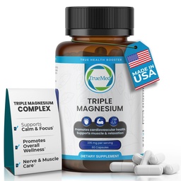 Kolmekordne magneesiumilisand, 235mg, dimagneesiummalaat, tsitraat, lüsinaatkelaat, 60 kapslit, toetab und, lihaste lõõgastumist, luude ja südame tervist, energia ja närvifunktsioon, USA Made