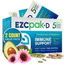EZC Pak 5-päevane Immuunsüsteemi tugevdaja koos Echinacea, C-vitamiini, tsingi ja D-vitamiiniga - täiskasvanutele mõeldud nõrgestatud immuunsuse tugisammas - toetab immuunsust, lihtsat reisisuuruse lisapaketti - (Pack of 2)