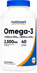 Nutricost Omega 3 kalaõli - 2500MG, 120 Softgels (40 Serv) - kalaõli, metsik püütud! 1200mg EPA 850mg DHA - mitte-GMO, Gluteenivaba