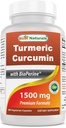 Parimad looduslikud kurkumiini 1500mg / serveerimine bioperiiniga - 180 Veggie kapslit