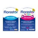 Florastor Family Probiootiline Bundle - 30 ct. Probiootikum seedetraktile + immuuntervisele & 20 ct Lastele Päevane probiootikum - Maitsestamata pulbripulgad - Suurendage häid baktereid ja loputage välja halb