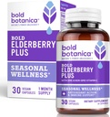 Botanica Elderberry Plus - 65x kontsentreeritud musta leedripuu ekstrakti tsink ja C-vitamiin igapäevaseks immuunsuseks ja hooajaliseks heaoluks - Non-GMO, 30 Vegan kapslit
