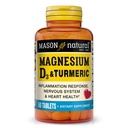 MASON LOODUSLIK Magneesium & D3-vitamiin kurkumiga, 60-päevane toidulisand 500 mg magneesiumi, 3000 IU D3-vitamiini ja 150 mg kurkumiga