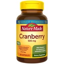 Nature Made Cranberry Supplement 500mg koos C-vitamiiniga immuunsuse ja antioksüdantide toetamiseks, Jõhvika segu kuseteede tervise jaoks, üks päev, 60 kapslit