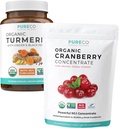 Kurkum & Jõhvikapulber (3-kuuline pakkumine) Berry Kurkum Blend Bundle orgaanilise kurkumi kurkumiini Black Pepper & Ginger (120 kapslit) & Organic Cranberry kontsentraadi pulber ekstrakt (100 Scoop)