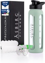 Fitness | 24 oz Glass Protein Shaker Bottle – BPA-Free, Leakproof Lid, Roostevabast terasest Segamispall ja silikooni varrukas – jõusaali Shaker Smoothies, Shakes & Pre-Workout – Pastel Green