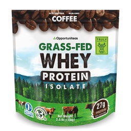 Opportuniteas Grass Fed Coffee Whey Protein Isolaatpulber - 27 g valgupulber ilma kunstlike magusaineteta, hormoonivabad lehmad, mitte GMO - 2,5 lb