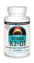 Allikas Naturals Vitamiin K2 + D3 Luu ja südame tervise kompleks - 400 IU Vitamiin D3 & 100 mcg Vitamiin K2 (MK-7) koos kaltsiumi - 60 tabletti