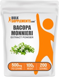 BulkSupplements.com Bacopa ekstrakti pulber - Bacopa Monnieri lisand, taimsed toidulisandid - Vegan & Gluteenivaba, 500 mg ühe serveerimise kohta, 100 g (3,5 oz) (pakk 1)