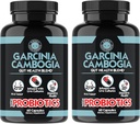 Vihased täiendused Garcinia cambogia koos probiootikumidega, soolestiku tervise multivitamiin w. vitamiinid A, C, D, E, K, B2, Tsink, Seleen, vask, kroom + taimse segu kapslid (2- pudelid, 120 ct kokku)