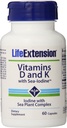 Life Extension Vitamins D and K with Sea-Iodine, 60 Capsules