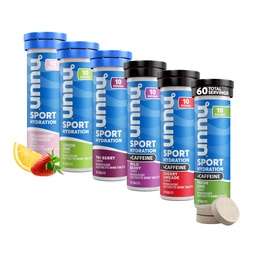 Nuun Sport + kofeiini elektrolüütide tabletid – vees lahustuvad, sordipakett | 5 olulist elektrolüüti hüdreerimiseks | 1g suhkrujoogi segu | Vegan, mitte-GMO | 6 pakett (60 kokku serveerimist)
