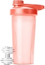 Mr. Pen- Shaker Bottle for Protein Mixs, 28 oz, Coral Pink with Twist Cap ja Wire Whisk Ball, Mixer Cup for Shakes