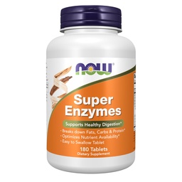 NOW Foods Supplements, Super Ensüümid, formuleeritud Bromelain, Ox Bile, Pankreatin ja Papain, 180 tabletti