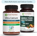 Puhas toitumine Ultra Kaltsium 1000mg ja kogu toit Meeste multivitamiinid 1500mg tervete luude, liigeste ja üldise heaolu jaoks. Ultra Kaltsium 90 Tabs + Mens Multivitamiinid 60 Tabs.